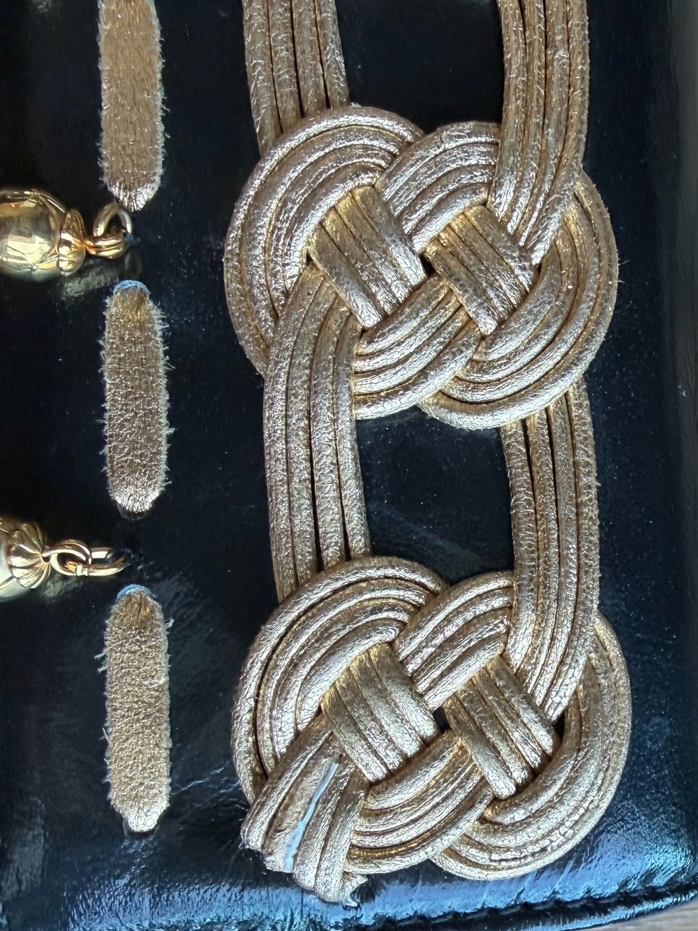 Vintage Roberto Cavalli Gold Passementerie Knot Flap Clutch with Removable Strap - Picture 6 of 9